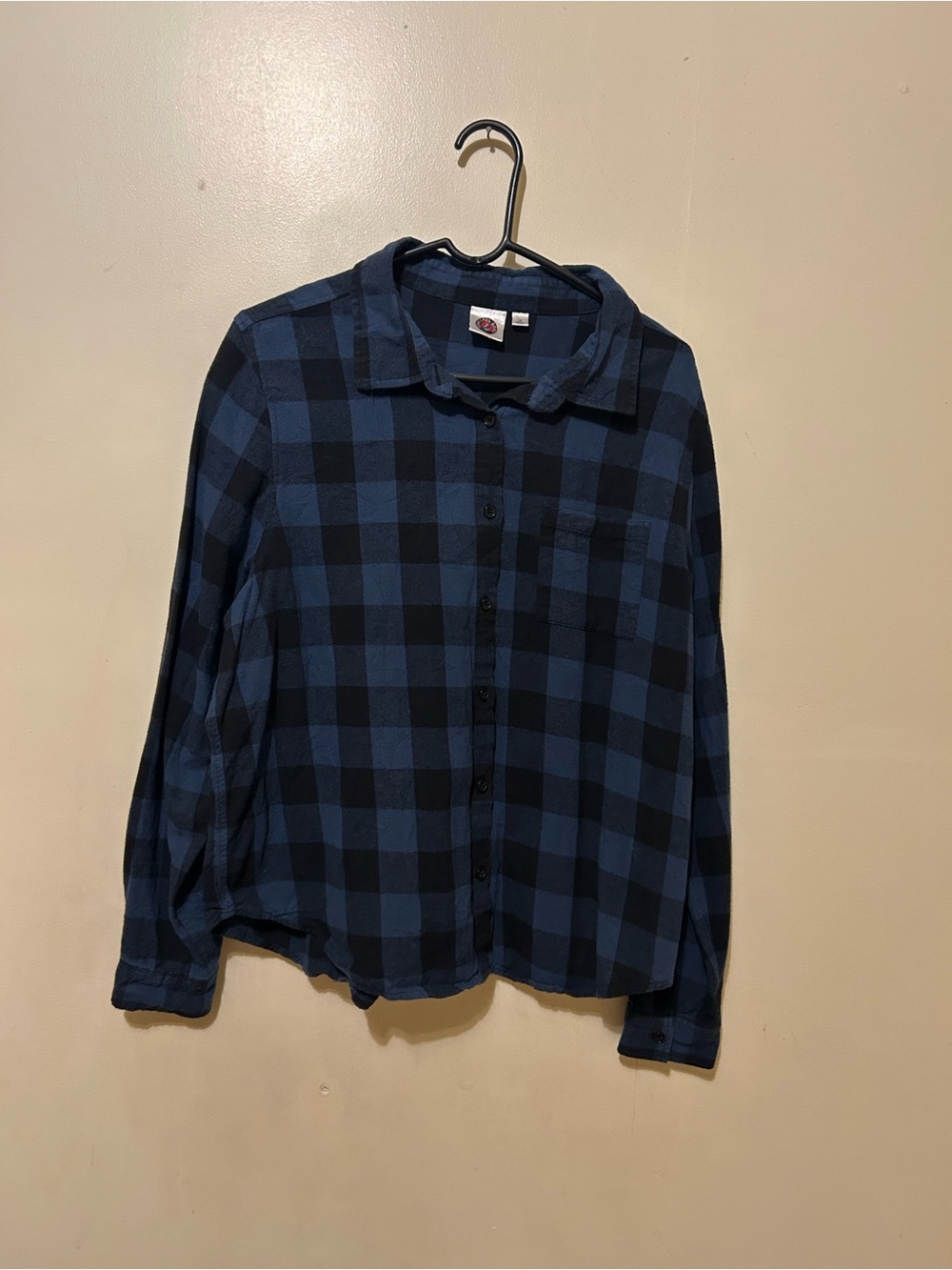 Grateful Dead Blue & Black Plaid flannel shirt with Skull Back Graphic Sz L - Picture 4 of 6